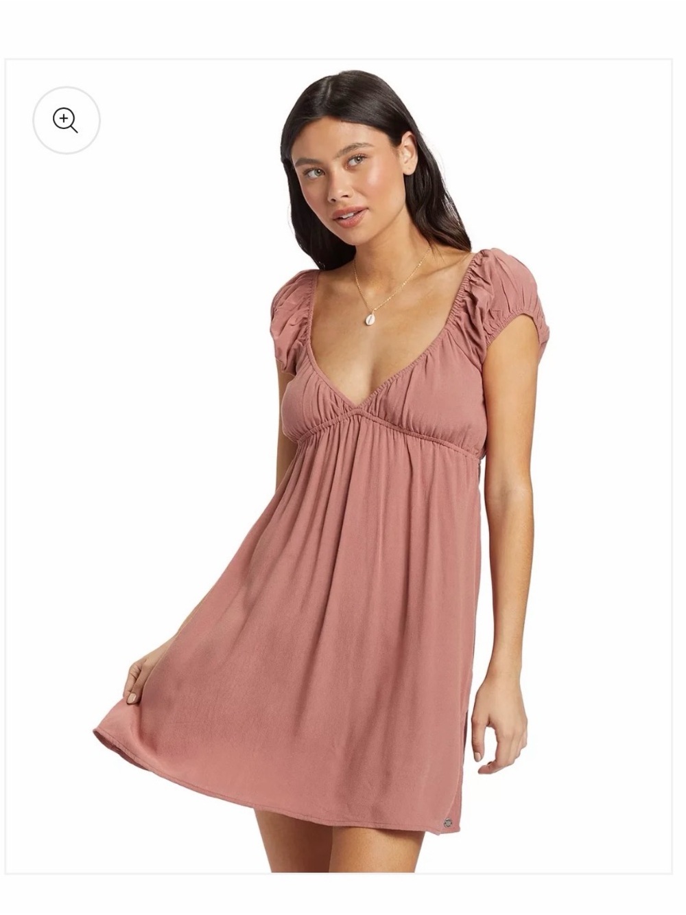 Roxy Dusty Rose Flutter Sleeve sun Dress small